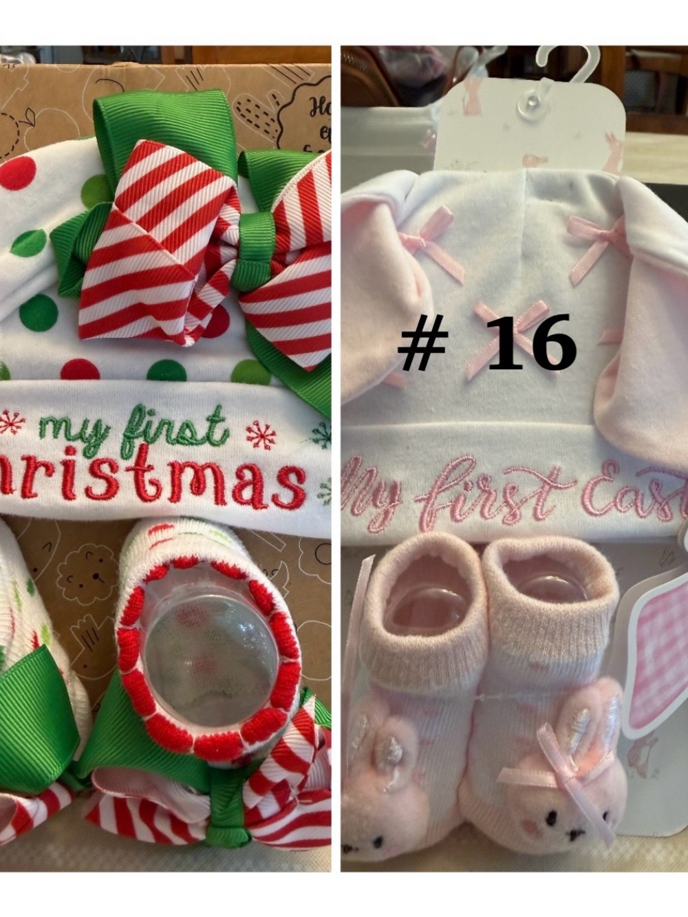 Baby Holiday Hat & Sock Set - Christmas and Easter Duo